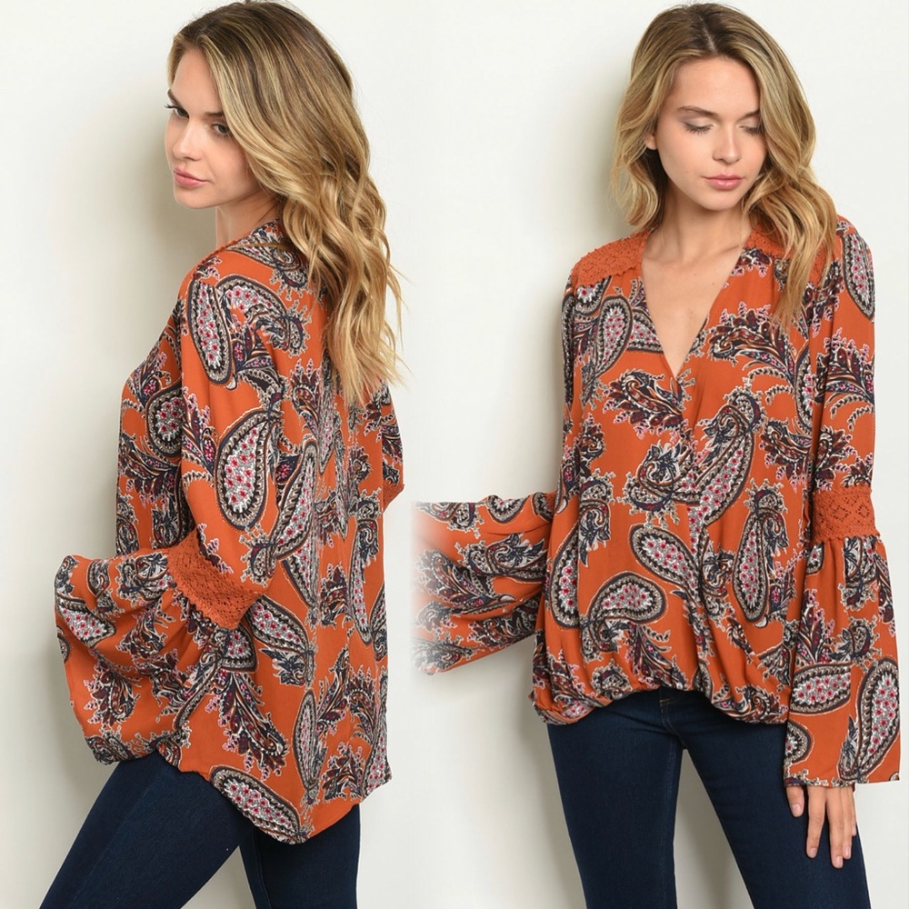 Promesa Terracotta Paisley Blouse